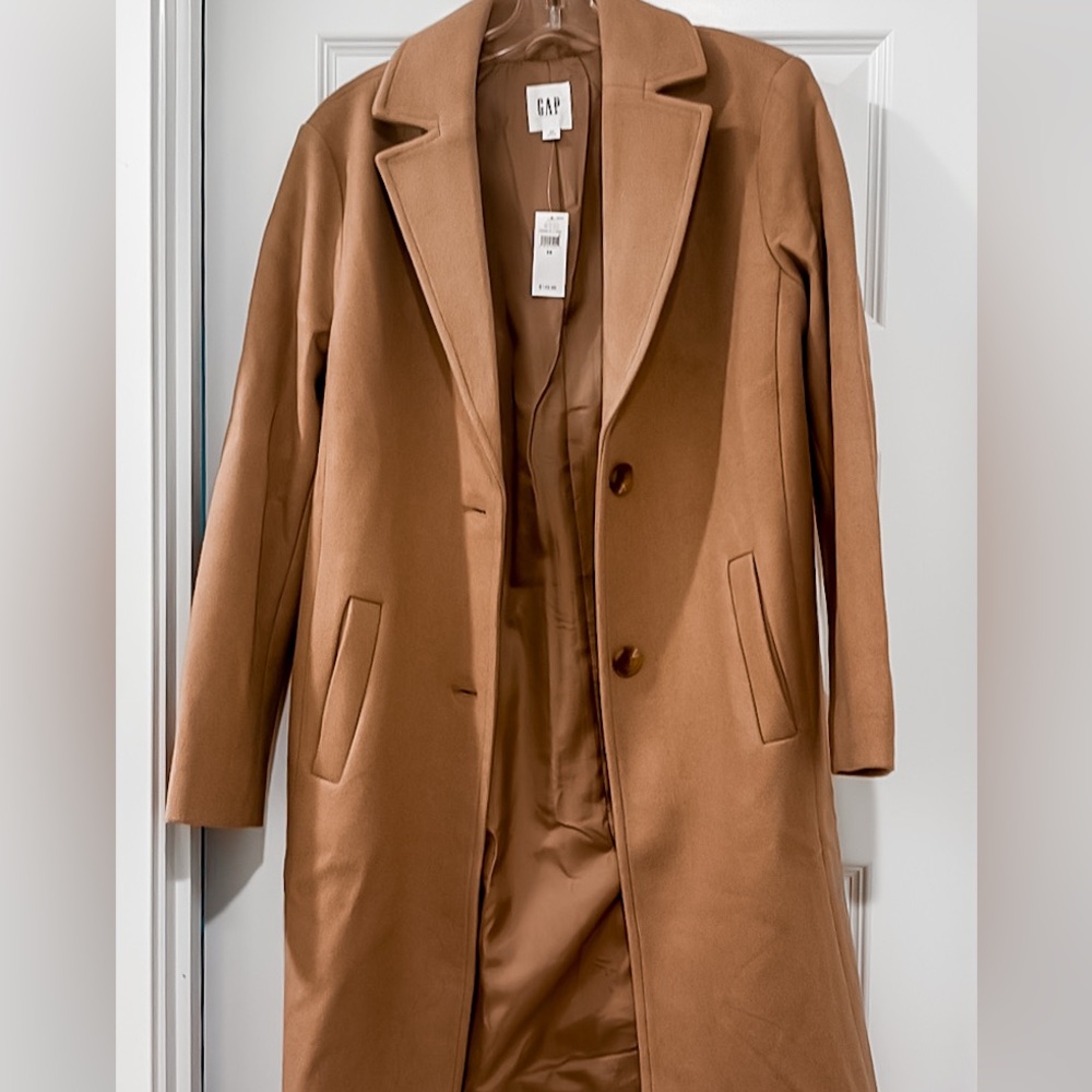NWT Gap Long Top Coat/ Peacoat in Tan